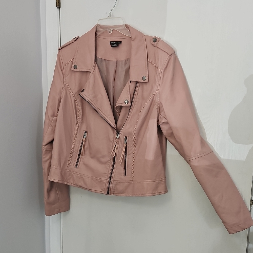 City Chic Light Pink Leather Jacket